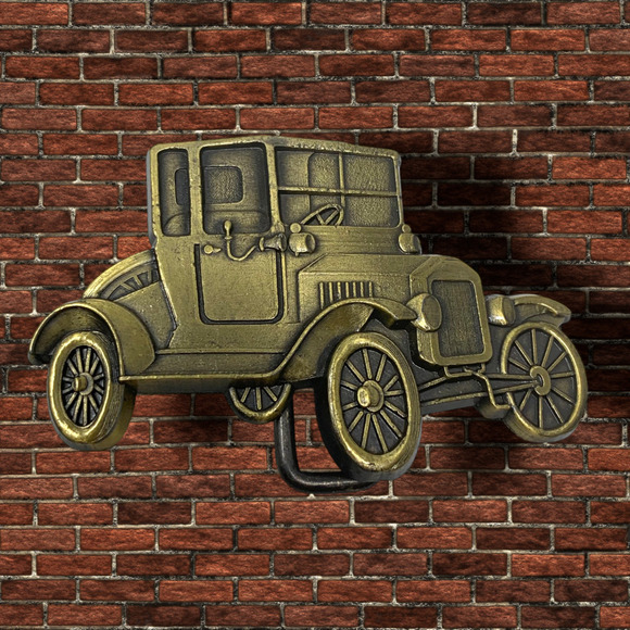 Vintage Henry Ford Model T Belt Buckle Brass Tone Antique Automobile Car - Picture 1 of 3